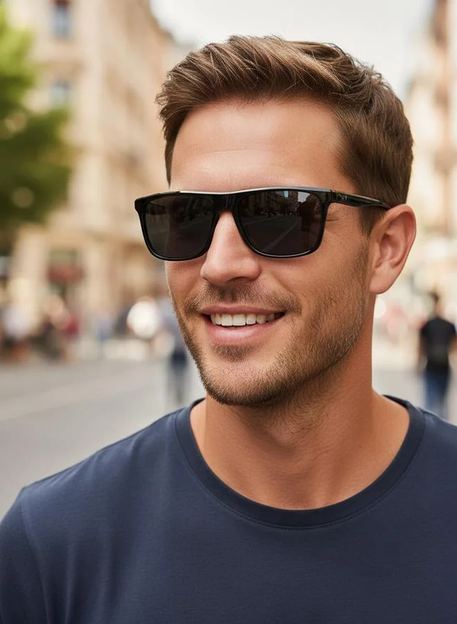 Take Two Men Black Square Frame Sunglasses