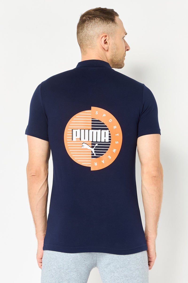 PUMA قميص بولو قصير الأكمام للرجال بتصميم نحيف، أزرق داكن - Image 4