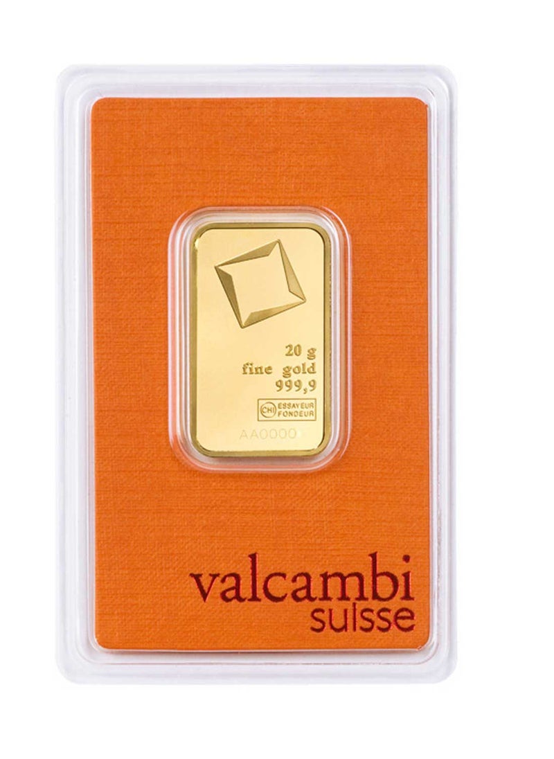 valcambi 24KT 999.9 Purity 20g Valcambi Suisse Gold Bar  - Image 2