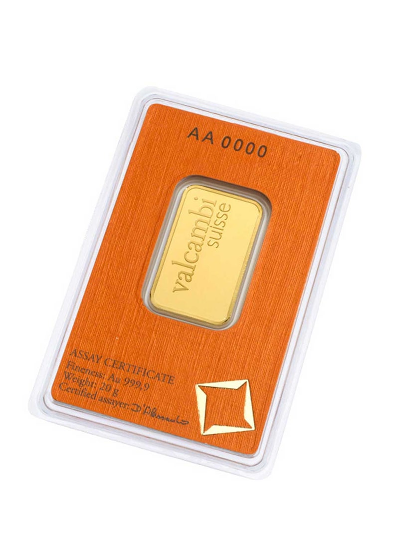 valcambi 24KT 999.9 Purity 20g Valcambi Suisse Gold Bar  - Image 3