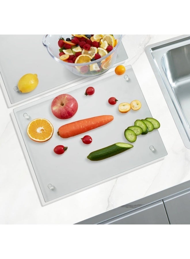 Arabest 2 PCS Glass Cutting Board, 12 x 16" Tempered Glass Cutting Board for Kitchen Counter, Scratch Resistant, Heat Resistant, with Non-Slip Feet - Image 3