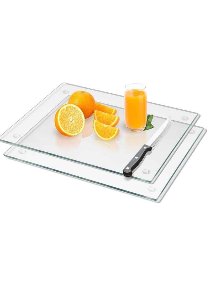 Arabest 2 PCS Glass Cutting Board, 12 x 16" Tempered Glass Cutting Board for Kitchen Counter, Scratch Resistant, Heat Resistant, with Non-Slip Feet - Image 1