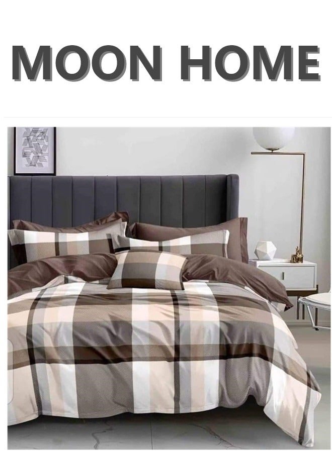 MOON HOME King/Queen/Single size Soft and Breathable Microfiber Hypoallergenic Beautiful Design Duvet Cover Set ,set includes 1 Comforter Cover, 1 Fitted Bedsheet, 4 Pillowcases  - Image 1
