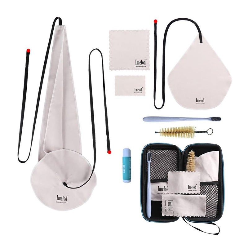 Imelod Saxophone Cleaning kit with Case for Alto Tenor Clarinet Flute and other Wind & Woodwind Struments Including Sax Cleaning Cloth(4pcs),Mouthpiece Brush(Dark Gray) - Image 1