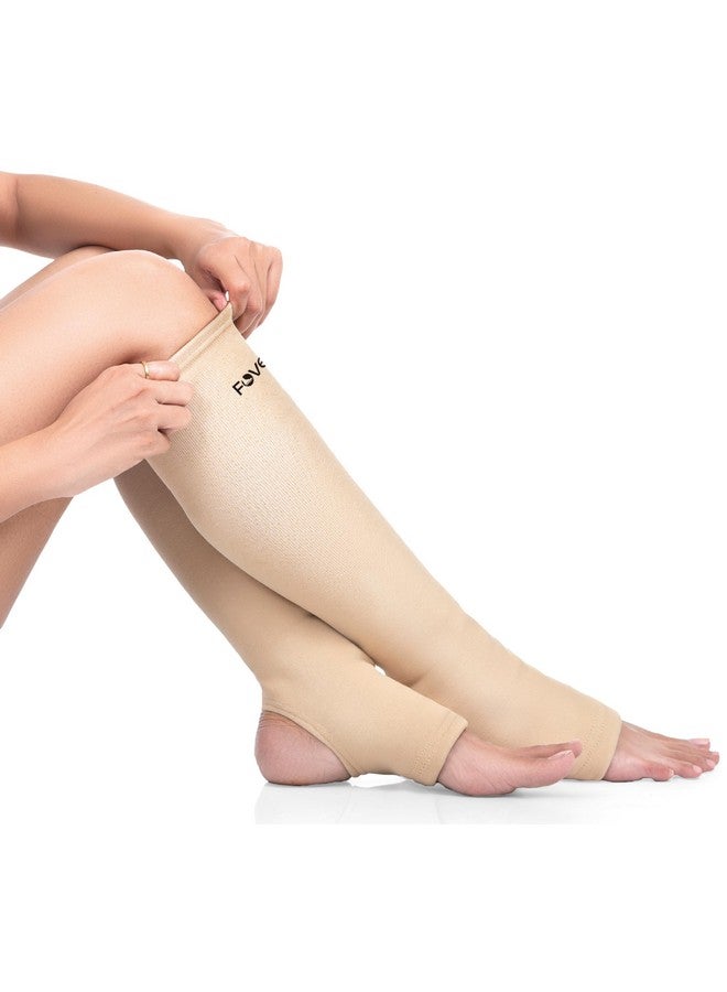 FOVERA Varicose Veins Compression Stockings (Below Knee), Open Toe knee length Sleeves for Swelling, Edema, Sore & Aching Legs, Pain Relief & Post Pregnancy, for Men & Women (Size - XL, 1 Pair) - Image 1