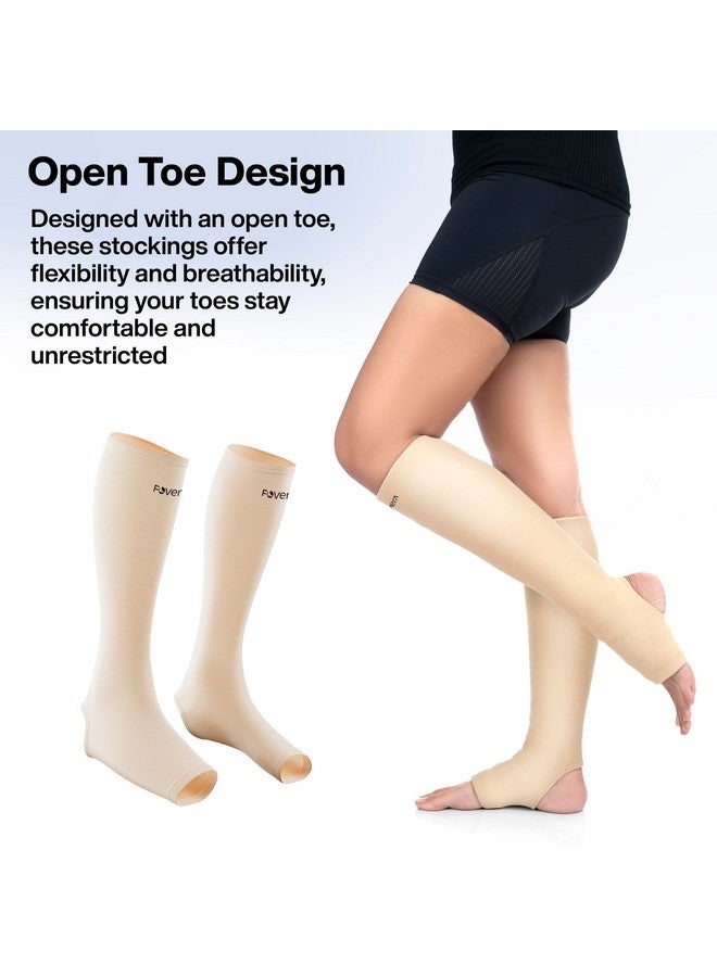 FOVERA Varicose Veins Compression Stockings (Below Knee), Open Toe knee length Sleeves for Swelling, Edema, Sore & Aching Legs, Pain Relief & Post Pregnancy, for Men & Women (Size - XL, 1 Pair) - Image 5