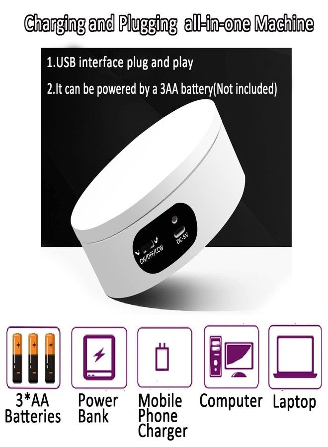YVV Turner Cup Rotating Display Stand for Epoxy Glitter Tumbler, 360 Degree Automatic Mute Rotating Turntable for Photography Products Tumbler Making Supplies Spinner 4.72*1.77in Motorized Rotation - Image 2