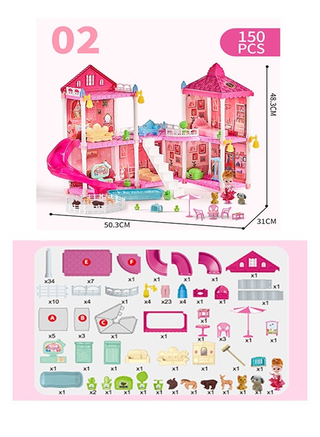 Beauenty Doll House Dream House for Girls Pretend Toys 3 Story 5 Rooms Dollhouse Toddler Playhouse DIY Building Kids Gift for for 3-10 Year Old Girls - Image 2