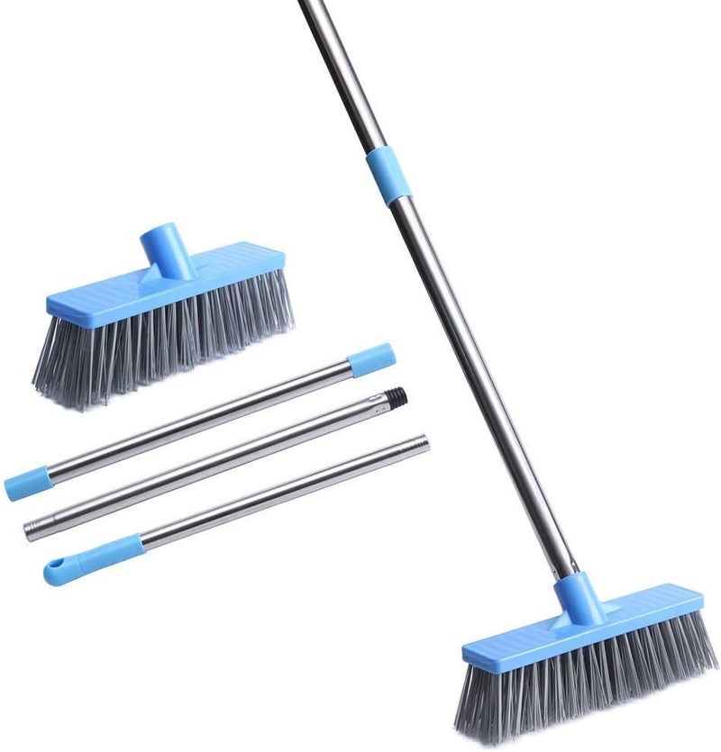 Jebblas Floor Scrub Brush With Long Handle -47.3" Bathroom Push Broom Stiff Bristle Grout Brush Tub and Tile Brush for Cleaning Bathroom, Patio, Kitchen, Wall and Deck - Image 1