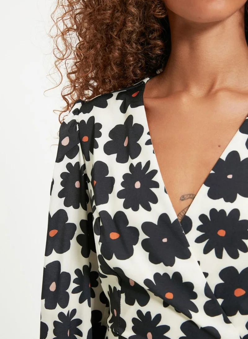 trendyol Floral Print Wrap Dress