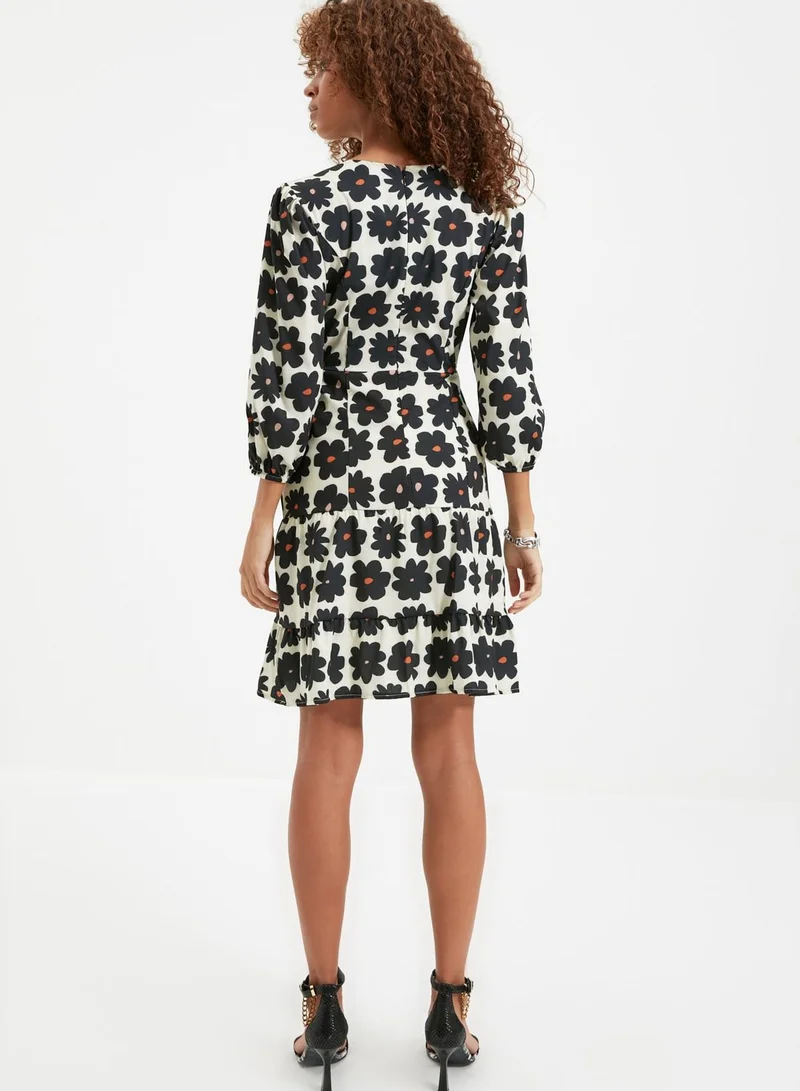 trendyol Floral Print Wrap Dress
