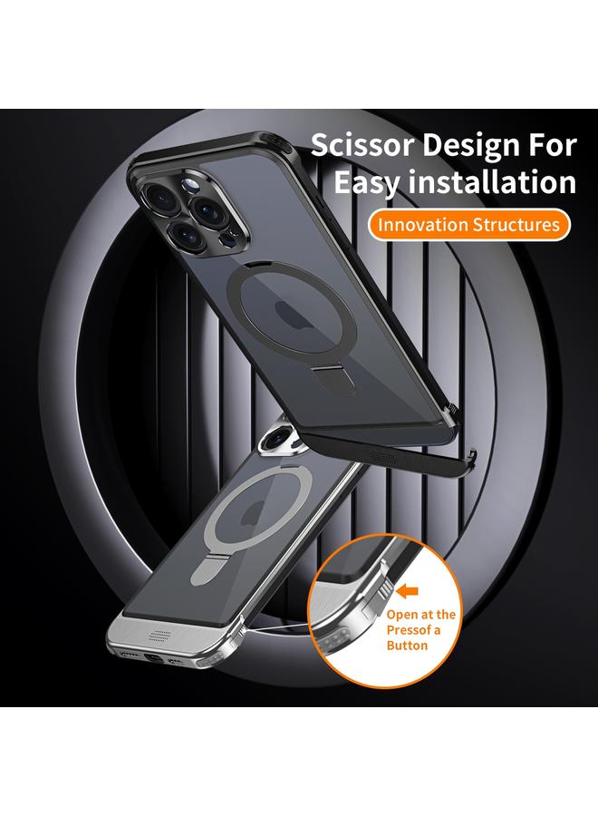 erorex Case For iPhone 13 Pro Max Metal Scissor Design Aroma MagSafe Ring Holder Phone Case - Image 3