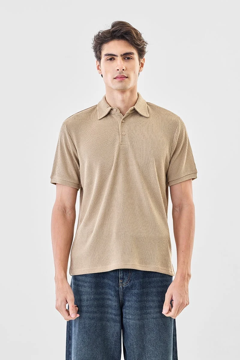SNITCH Regular Fit Stretch Ribbed Polo T-Shirt