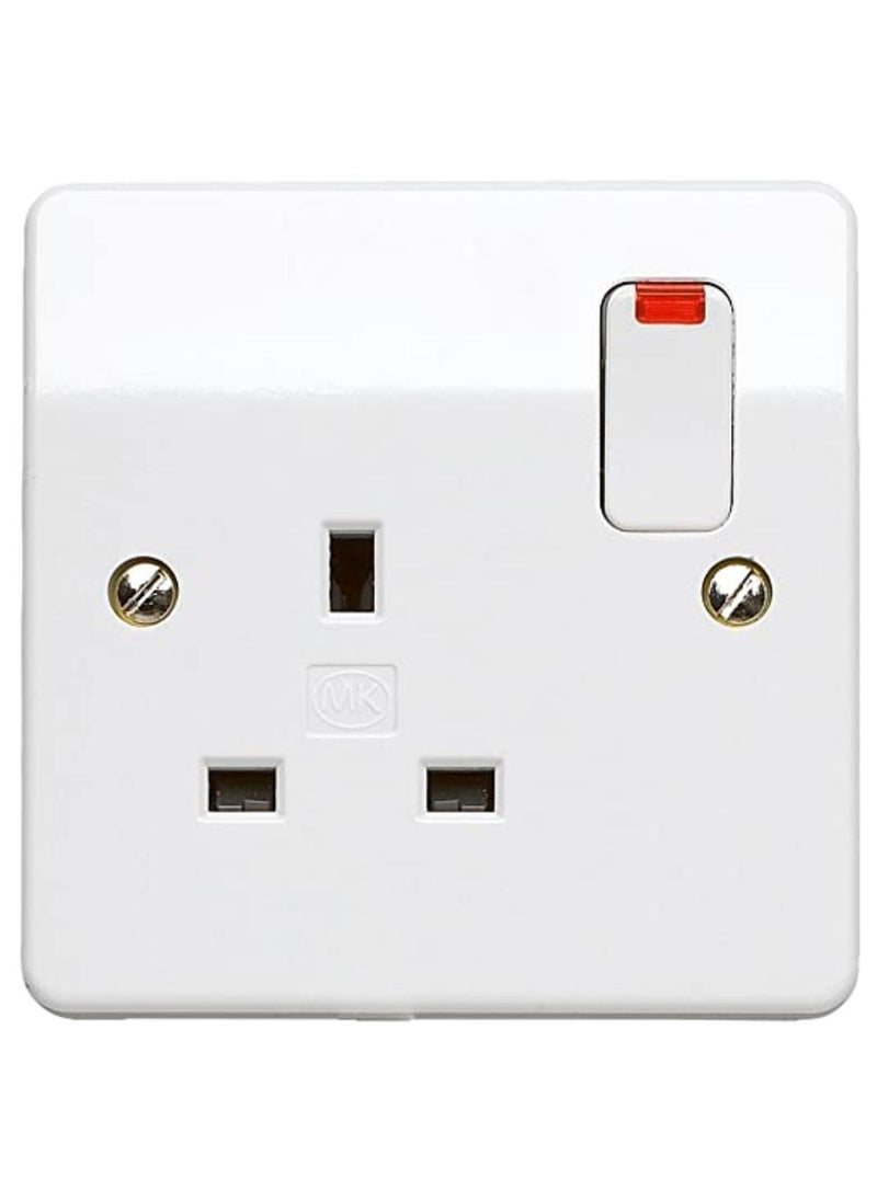 MK - K2657WHI 13 Amp 1 Gang Double Pole Switch Socket And Neon - Image 1