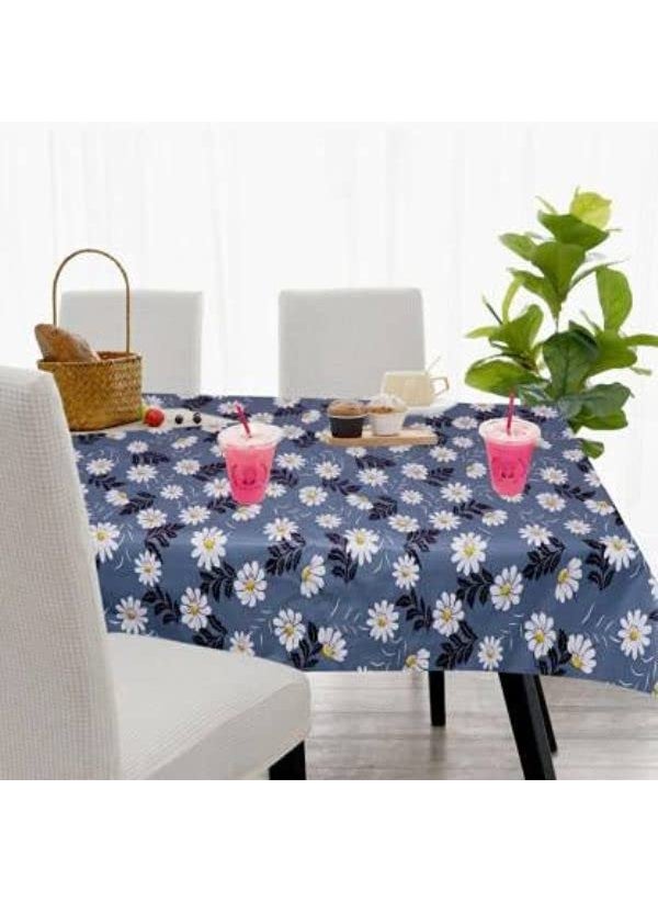 craft city CRAFT CITY Blue Flower Print Center & Dining Table Cover for 2 to 6 Seater Table Cloth/Water and dust with Oil-Proof PVC Rectangular Shape (54x90 inch) 