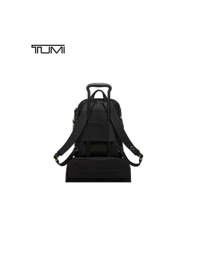 Tumi Voyageur Women's Backpack Fashion Commuter Casual Laptop Bag Lightweight Black Gold New Year Gift - Image 4