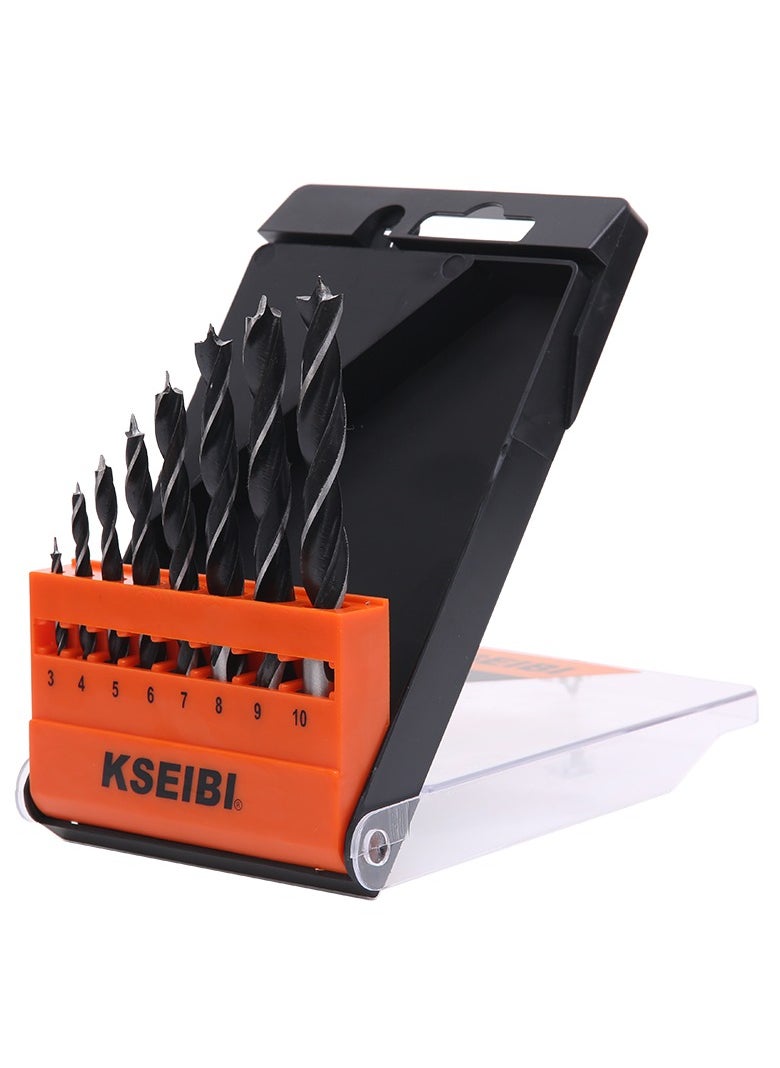 KSEIBI 8-PC Brad Point Drill Bits Set with Plastic Case, Black Concrete Drill Bit for Glass, Brick, Tile, Concrete, Plastic, Ceramic and Wood with Size 3-10mm/ Wood Hole Cutter, High Carbon Steel (Black).  - Image 1