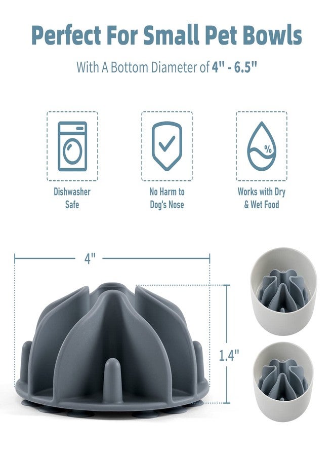 Jaoul Slow Feeder Dog Bowls Insert, Puzzle Slow Feeder Insert with 21 Octopus Suction Cups for Small Breed Dog Food Bowls (4 inch, Grey) - Image 5