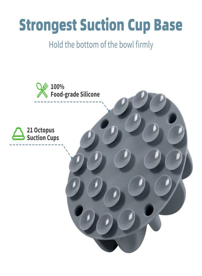 Jaoul Slow Feeder Dog Bowls Insert, Puzzle Slow Feeder Insert with 21 Octopus Suction Cups for Small Breed Dog Food Bowls (4 inch, Grey) - Image 3