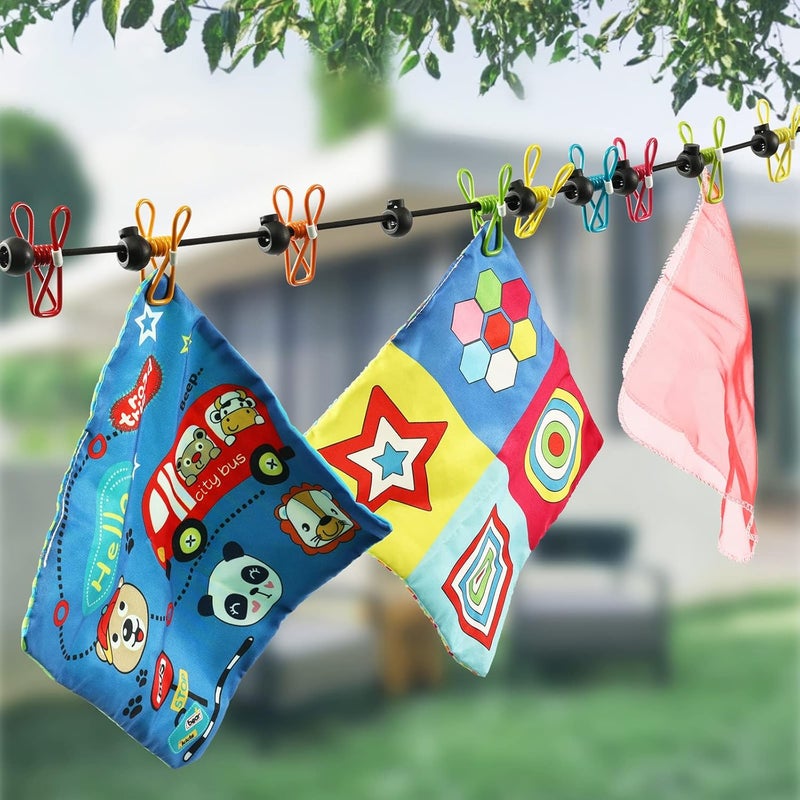 Retractable Portable Clothesline with 12 Colorful Clips for Indoor and Outdoor Use - Image 4