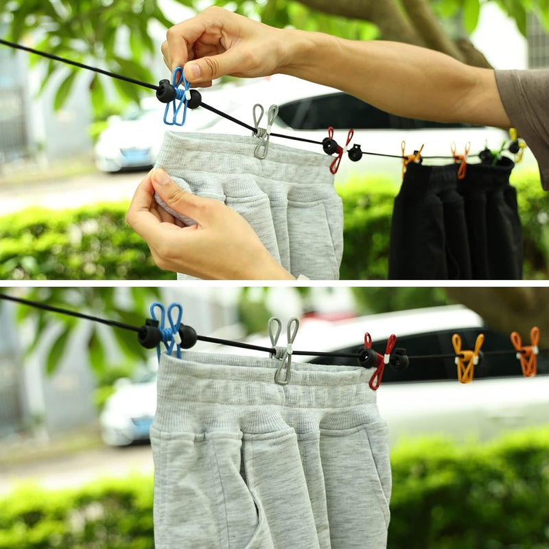 Retractable Portable Clothesline with 12 Colorful Clips for Indoor and Outdoor Use - Image 5