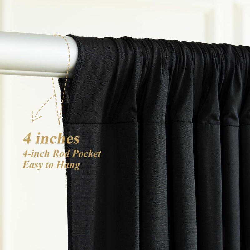 Shillance Black Backdrop Curtains Wrinkle Free Black Photo Backdrop Drapes for Wedding Birthday Party Backdrop Drapes Graduation Background Backdrop Stand 5ft x 10ft, 2 Panels - Image 5