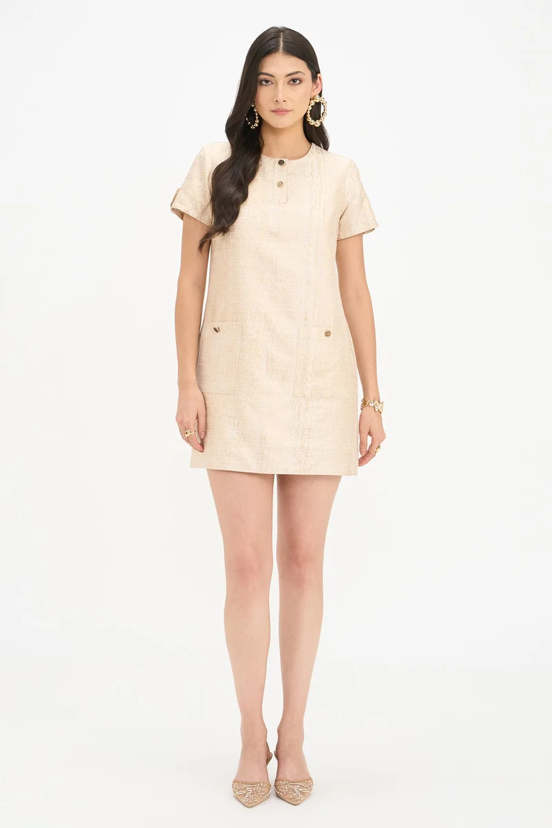 فيرجيو Self Design Viscose Mini Dress for Women