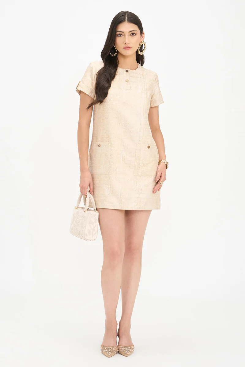 فيرجيو Self Design Viscose Mini Dress for Women