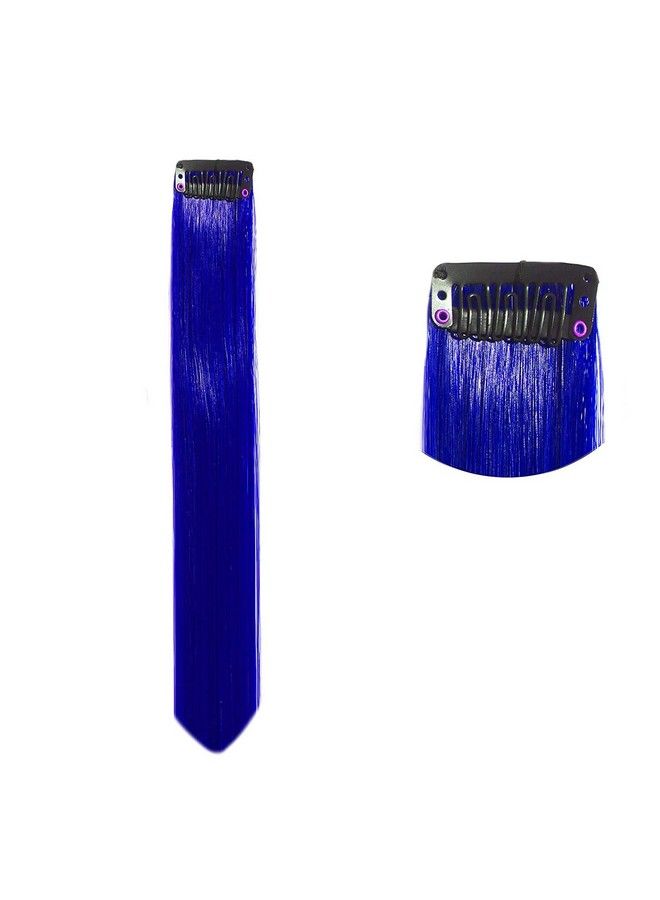 Rapidsflow Straight Colored Hair Streak/Hair Extensions For Women And Girls Real Hair For Highlighting (Set Of 4 Pc) (Blue) - Image 4