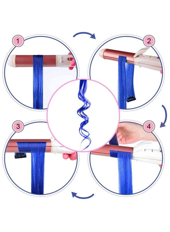 Rapidsflow Straight Colored Hair Streak/Hair Extensions For Women And Girls Real Hair For Highlighting (Set Of 4 Pc) (Blue) - Image 5