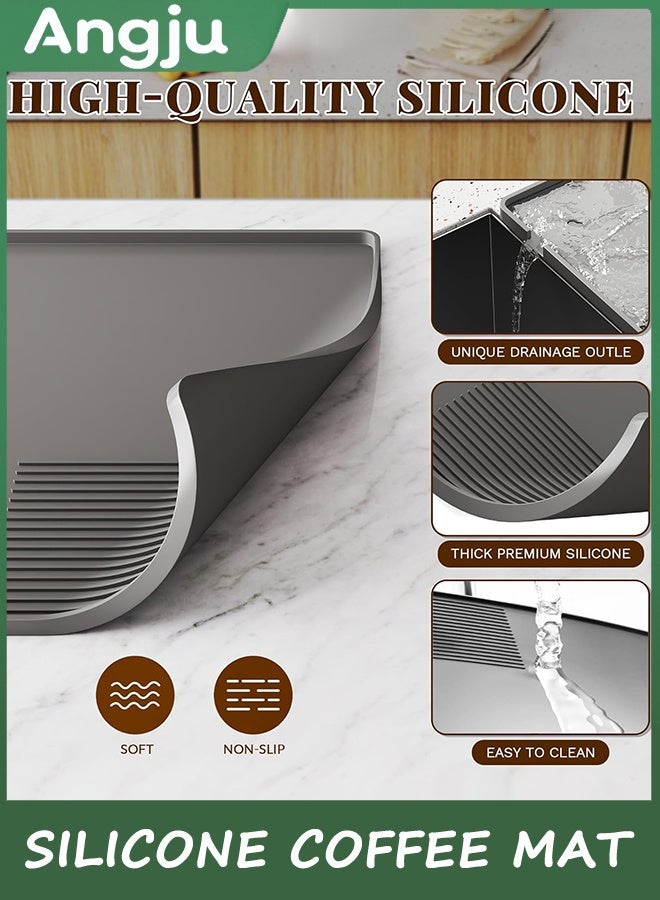 انججو السيليكون حصيرة القهوة مع حصيرة التلاعب القابلة للإزالة,40 سم * 60 سم حصيرة بار القهوة للأسطح,ملحقات بار القهوة تناسب تحت آلة صنع القهوة آلة إسبريسو وعاء القهوة,رف تجفيف الأطباق - Image 5