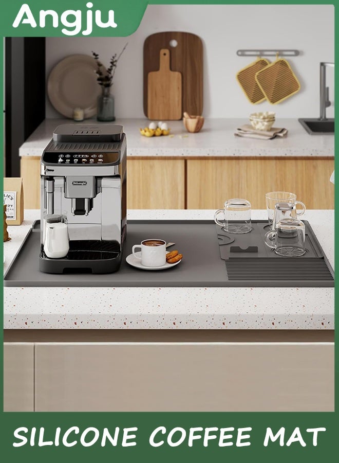 انججو السيليكون حصيرة القهوة مع حصيرة التلاعب القابلة للإزالة,40 سم * 60 سم حصيرة بار القهوة للأسطح,ملحقات بار القهوة تناسب تحت آلة صنع القهوة آلة إسبريسو وعاء القهوة,رف تجفيف الأطباق - Image 4