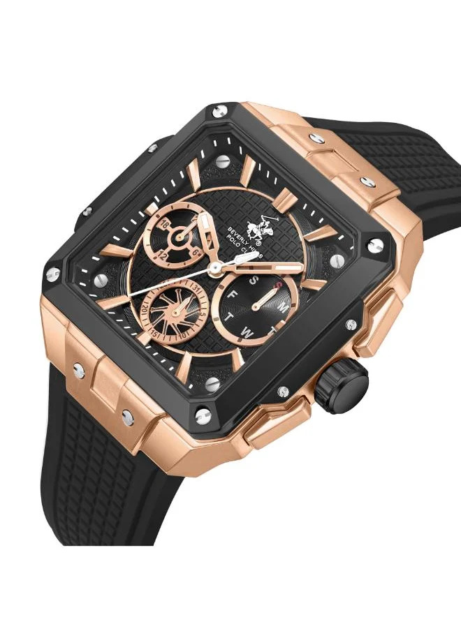 بيفرلي هيلز بولو كلوب BEVERLY HILLS POLO CLUB BP3742X.851 Men's Multi Function Display Watch & Silicone Strap BLACK