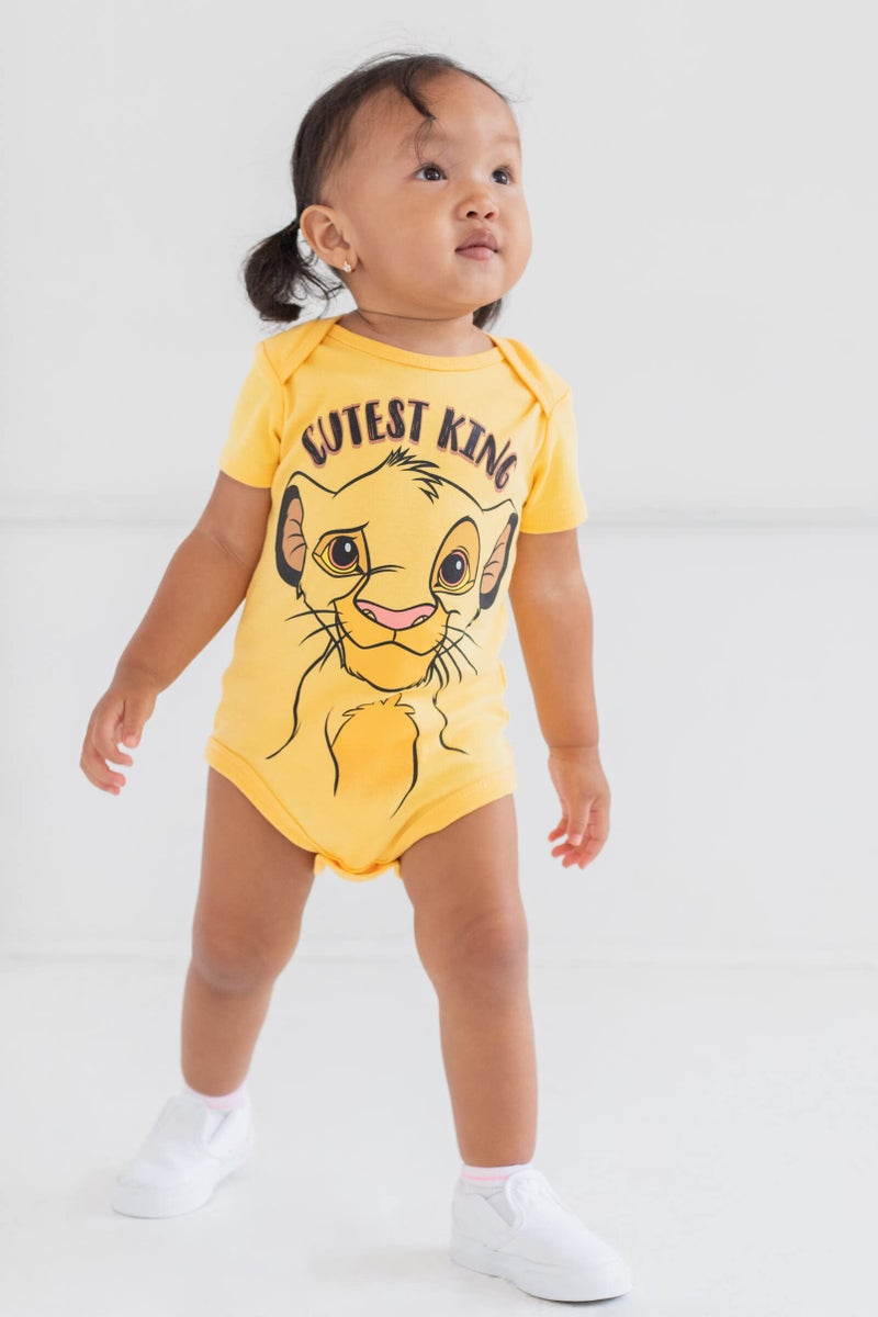 Disney Lion King Newborn Baby Boys 5 Pack Short Sleeve Bodysuits Lion King 3-6 Months - Image 2