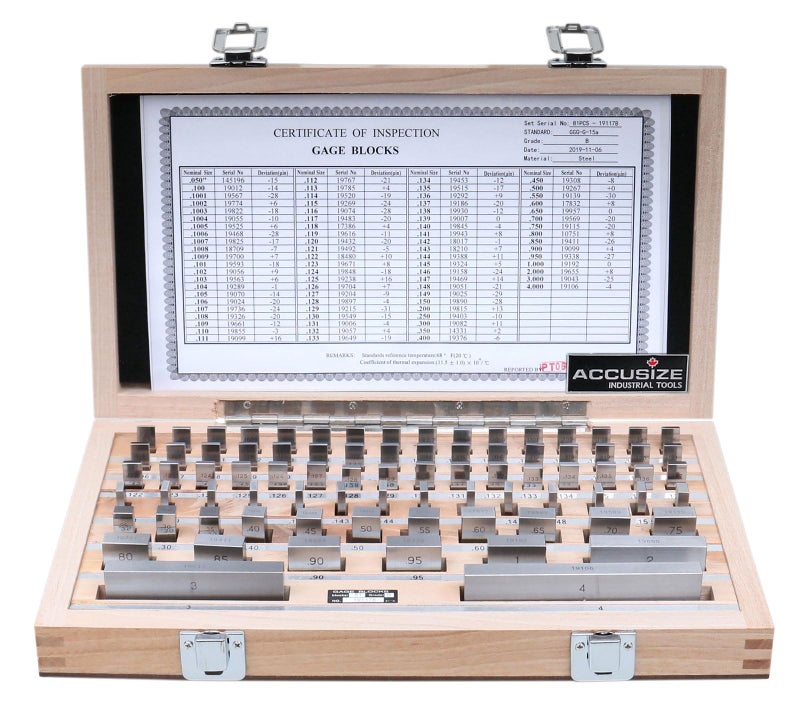 Accusize Industrial Tools Precision 81Piece Steel Gauge Block Set Grade B Accuracy CorrosionResistant P900S581