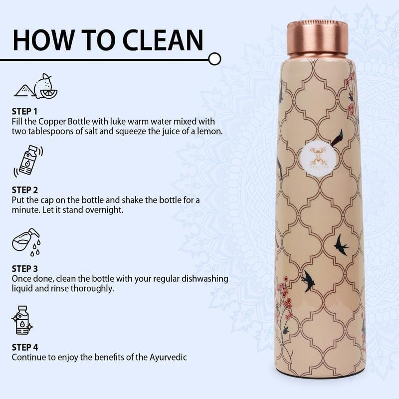 MERCAPE® MERCAPE Elevate Your Wellness Journey Pure Copper Water Bottle - Advanced Leak Proof, Joint Less for gym, school, office & Gift (900ml) - Image 5