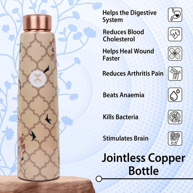MERCAPE® MERCAPE Elevate Your Wellness Journey Pure Copper Water Bottle - Advanced Leak Proof, Joint Less for gym, school, office & Gift (900ml) - Image 3