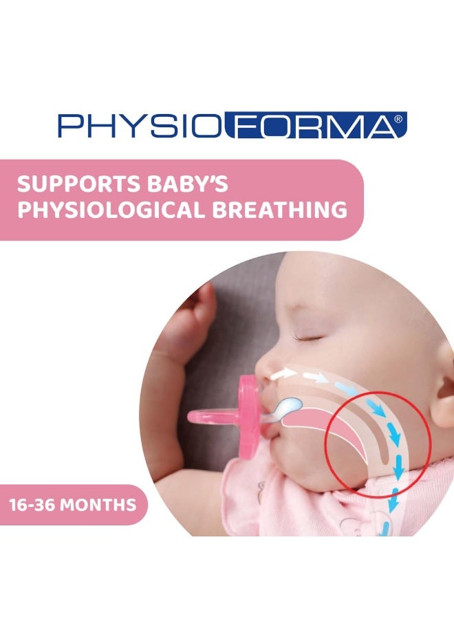 Chicco PhysioForma Soother for Babies (16-36 Months) | Baby Pacifier with Unique Shape to Support Baby's Breathing | Soft Silicon Material | BPA Free (Deep Pink) - Image 4