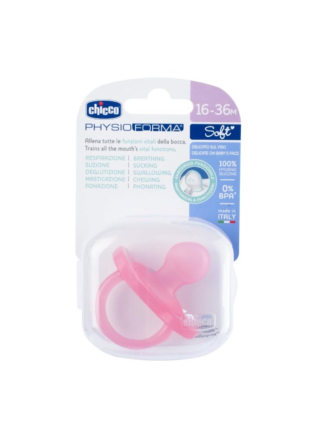 Chicco PhysioForma Soother for Babies (16-36 Months) | Baby Pacifier with Unique Shape to Support Baby's Breathing | Soft Silicon Material | BPA Free (Deep Pink) - Image 1