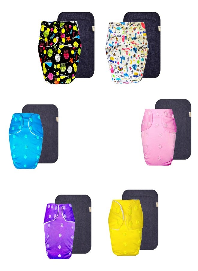 حفاضات قماشية فاخرة من دمبلدو مع حشوة رمادية (عبوة من 6 قطع) | ناعمة ولطيفة | تسمح بمرور الهواء | أزرار كبس قابلة للتعديل | مثالية لفصل الصيف الهندي | من 3 أشهر إلى 3 سنوات | مناسبة للجنسين - Image 1