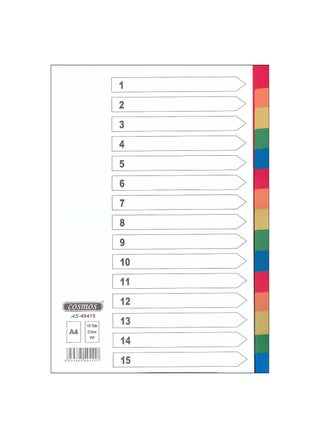 COSMOS PVC INDEX DIVIDERS 15 COLOR TABS WITHOUT NUMBER 1X10PCS - pzsku/Z640AF69029ABFEBD8CF0Z/45/_/1715260543/228aaac6-44aa-4571-943f-6d457426070a