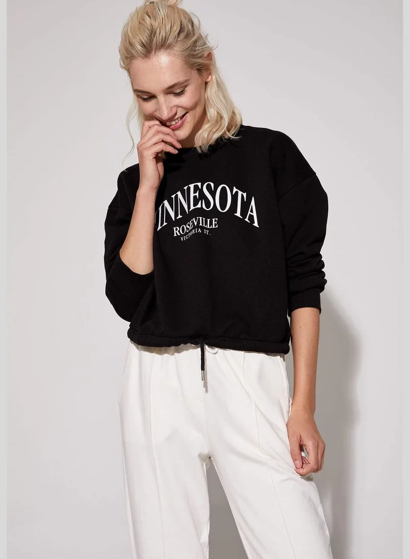 DeFacto Woman Knitted Regular Fit Crew Neck Long Sleeve Sweat Shirt