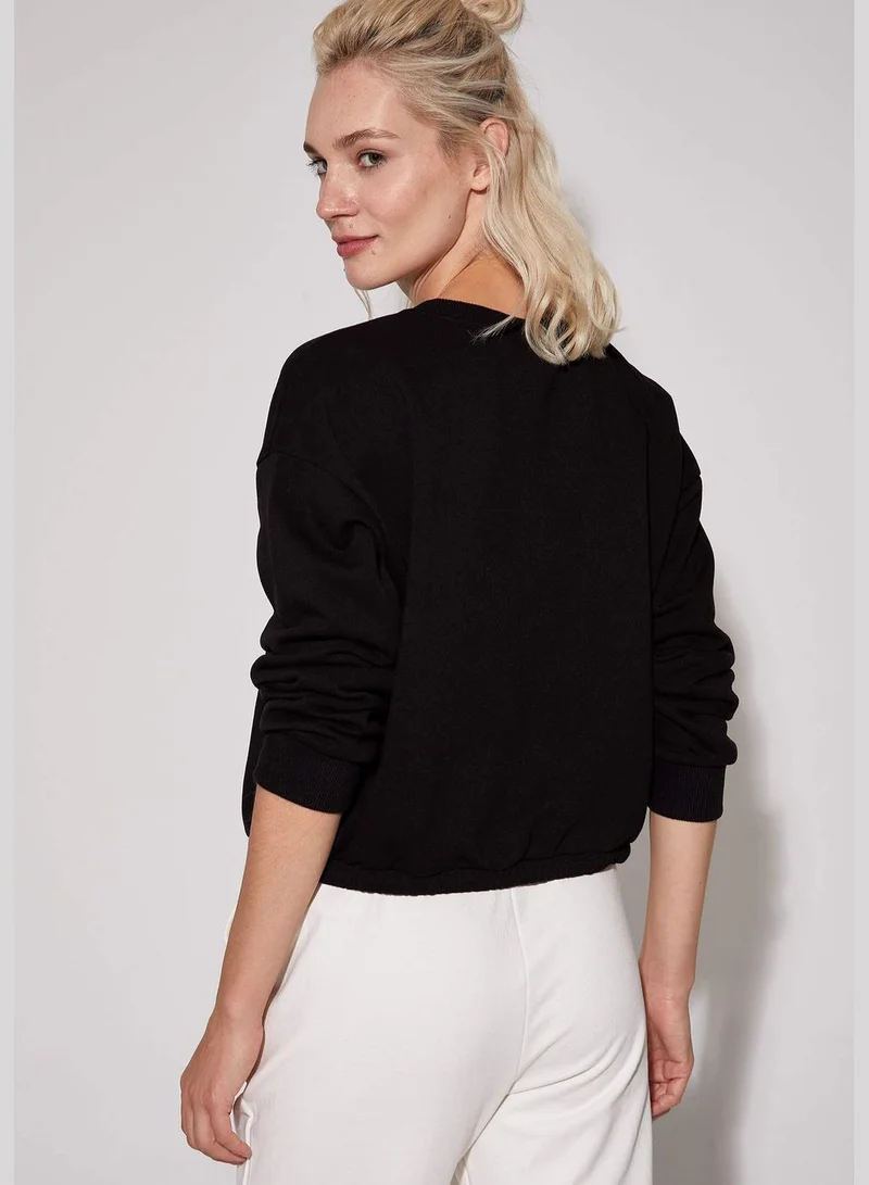 DeFacto Woman Knitted Regular Fit Crew Neck Long Sleeve Sweat Shirt