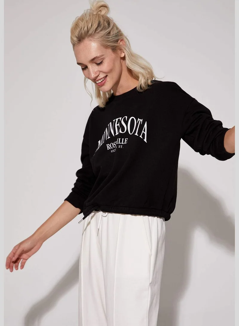 DeFacto Woman Knitted Regular Fit Crew Neck Long Sleeve Sweat Shirt