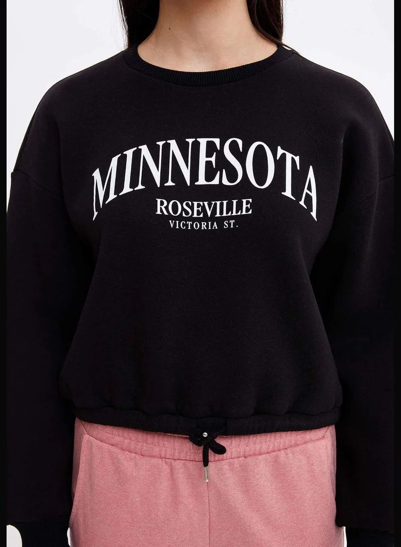 DeFacto Woman Knitted Regular Fit Crew Neck Long Sleeve Sweat Shirt