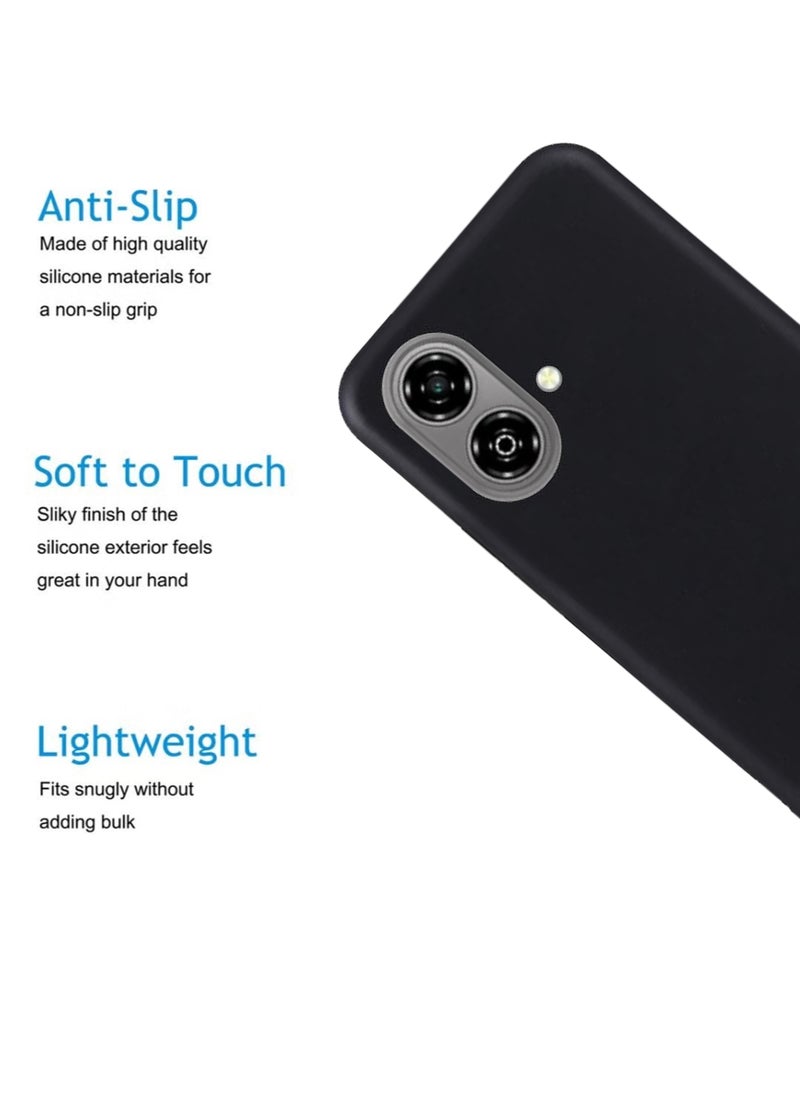 جراب فاخر لهاتف ZTE A35e | غطاء سيليكون فاخر مصمم خصيصًا لهاتف ZTE A35e | جراب خلفي رفيع واقٍ من الكاميرا والسقوط لهاتف ZTE A35e - أسود