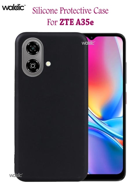 جراب فاخر لهاتف ZTE A35e | غطاء سيليكون فاخر مصمم خصيصًا لهاتف ZTE A35e | جراب خلفي رفيع واقٍ من الكاميرا والسقوط لهاتف ZTE A35e - أسود