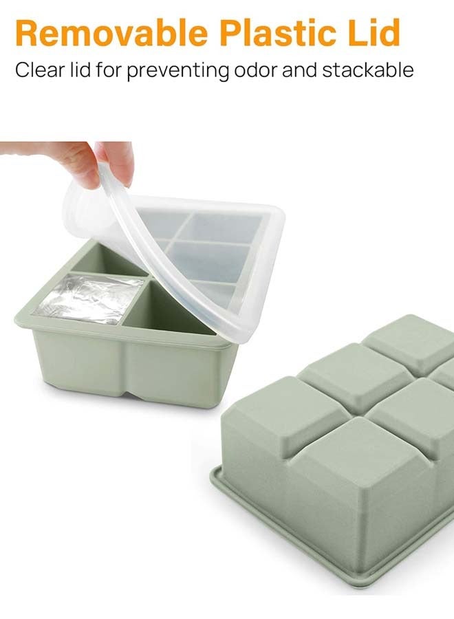 YIM-VIBEHAUS 3 Pack Silicone Ice Cube Trays, Large Size Silicone Ice Cube Molds with Leak Proof, Removable Lid Square Ice Cube Tray And BPA Free for Cocktail, Whiskey, Stackable Flexible Ice (Pink/Blue/Green) - Image 3