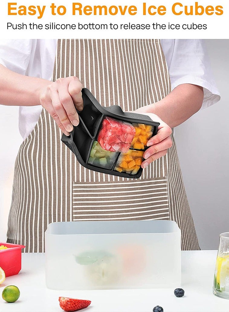 YIM-VIBEHAUS 3 Pack Silicone Ice Cube Trays, Large Size Silicone Ice Cube Molds with Leak Proof, Removable Lid Square Ice Cube Tray And BPA Free for Cocktail, Whiskey, Stackable Flexible Ice (Pink/Blue/Green) - Image 4