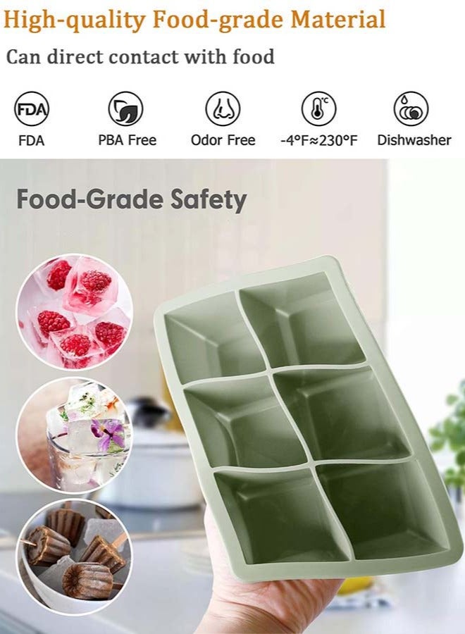 YIM-VIBEHAUS 3 Pack Silicone Ice Cube Trays, Large Size Silicone Ice Cube Molds with Leak Proof, Removable Lid Square Ice Cube Tray And BPA Free for Cocktail, Whiskey, Stackable Flexible Ice (Pink/Blue/Green) - Image 2